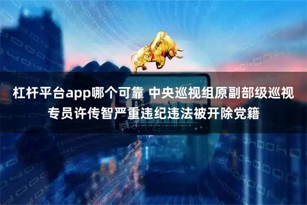 杠杆平台app哪个可靠 中央巡视组原副部级巡视专员许传智严重违纪违法被开除党籍