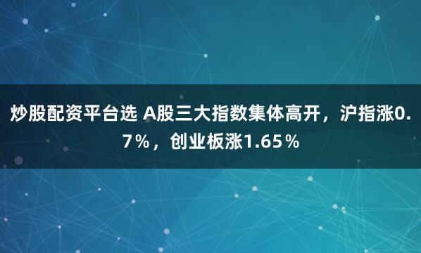 炒股配资平台选 A股三大指数集体高开，沪指涨0.7％，创业板涨1.65％